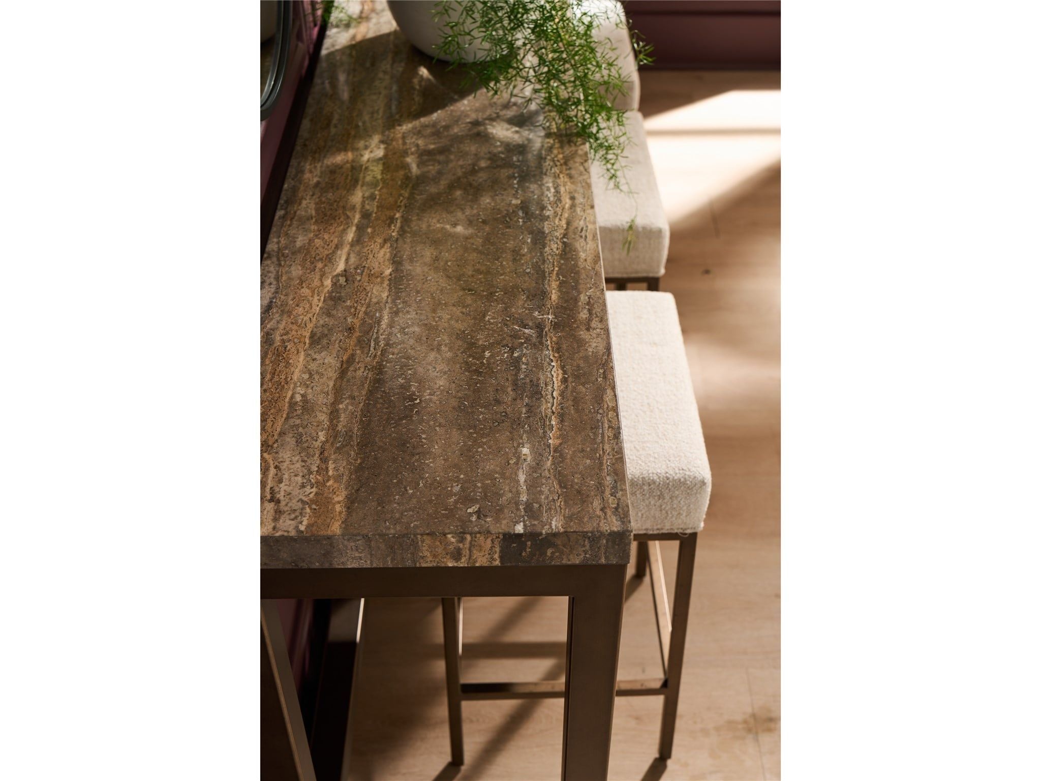 Montclair - Brindle Console With 3 Stools - Light Brown / Beige
