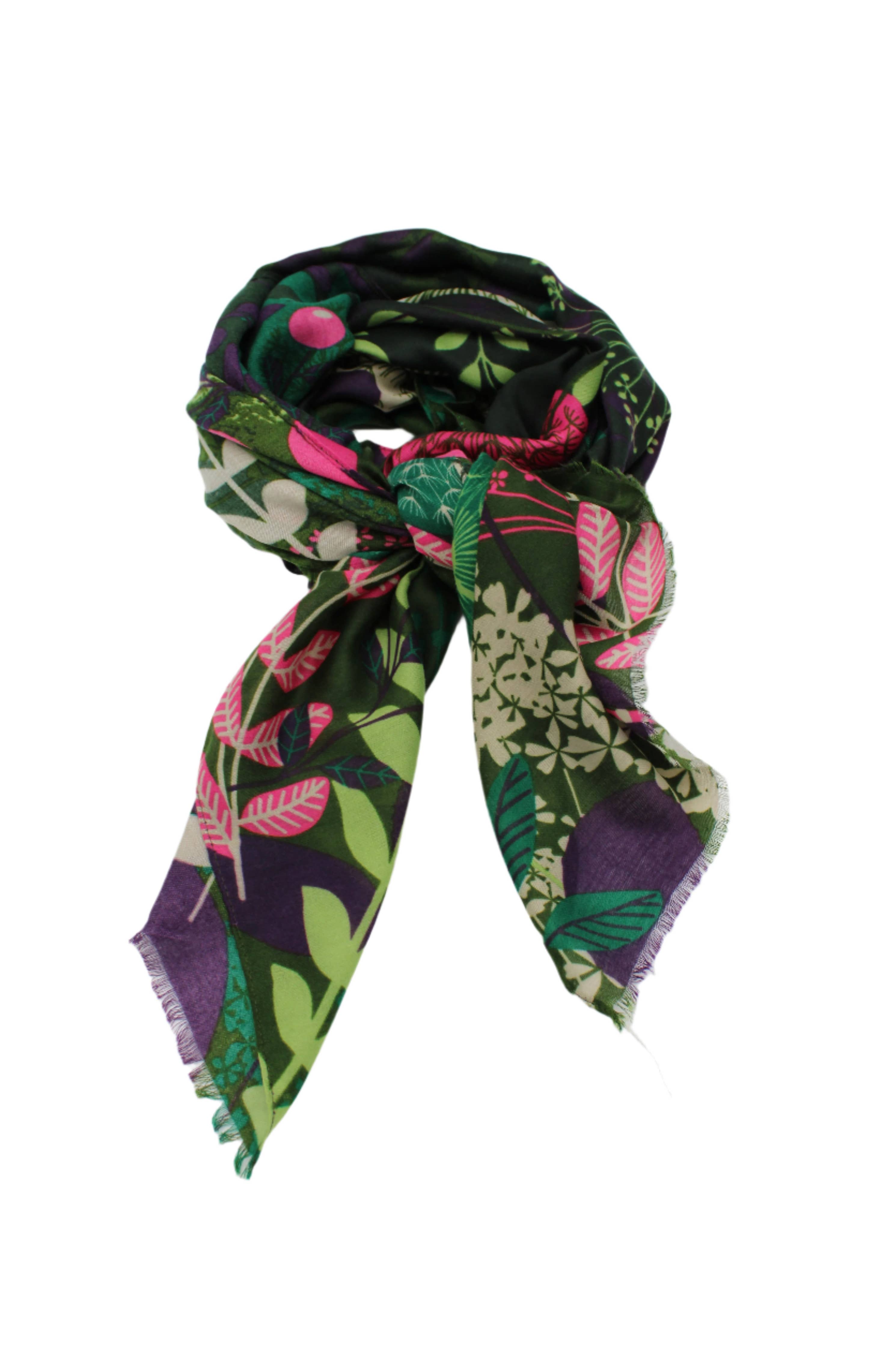 Scarves: Tropical Forest Scarf Wrap: Grey & Teal