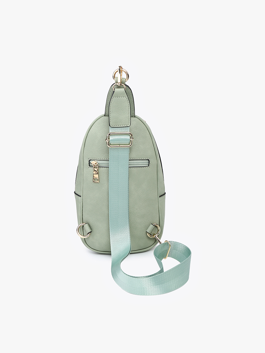 M2437 Pamela Sling Bag w/ Dbl Zip & Removable Strap: Teal