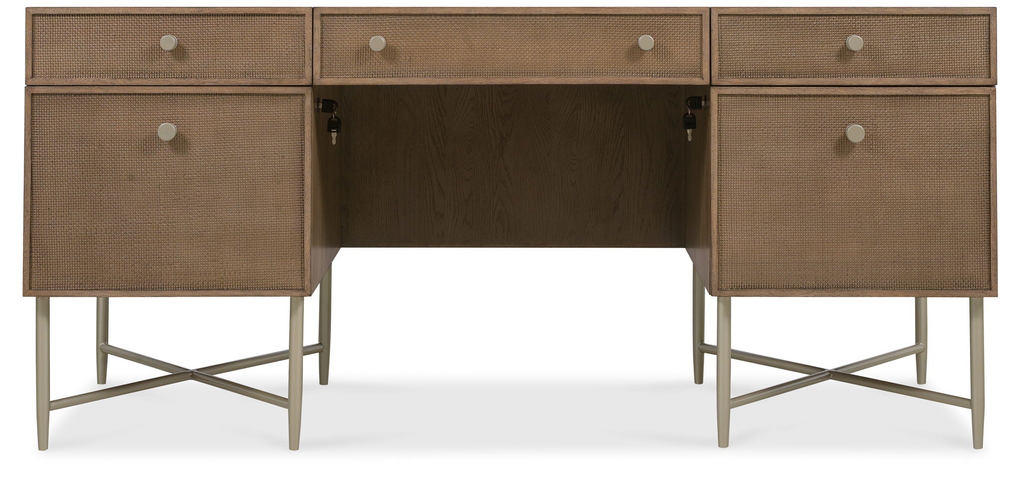 Sonnet - Sonnet Executive Desk - Dark Gray / Light Brown