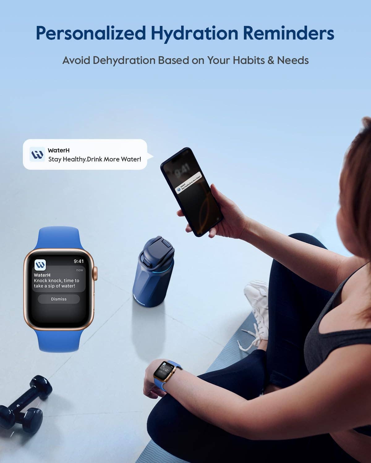 32oz Insulated Hydration Tracking Smart Water Bottle, Black (Copy)