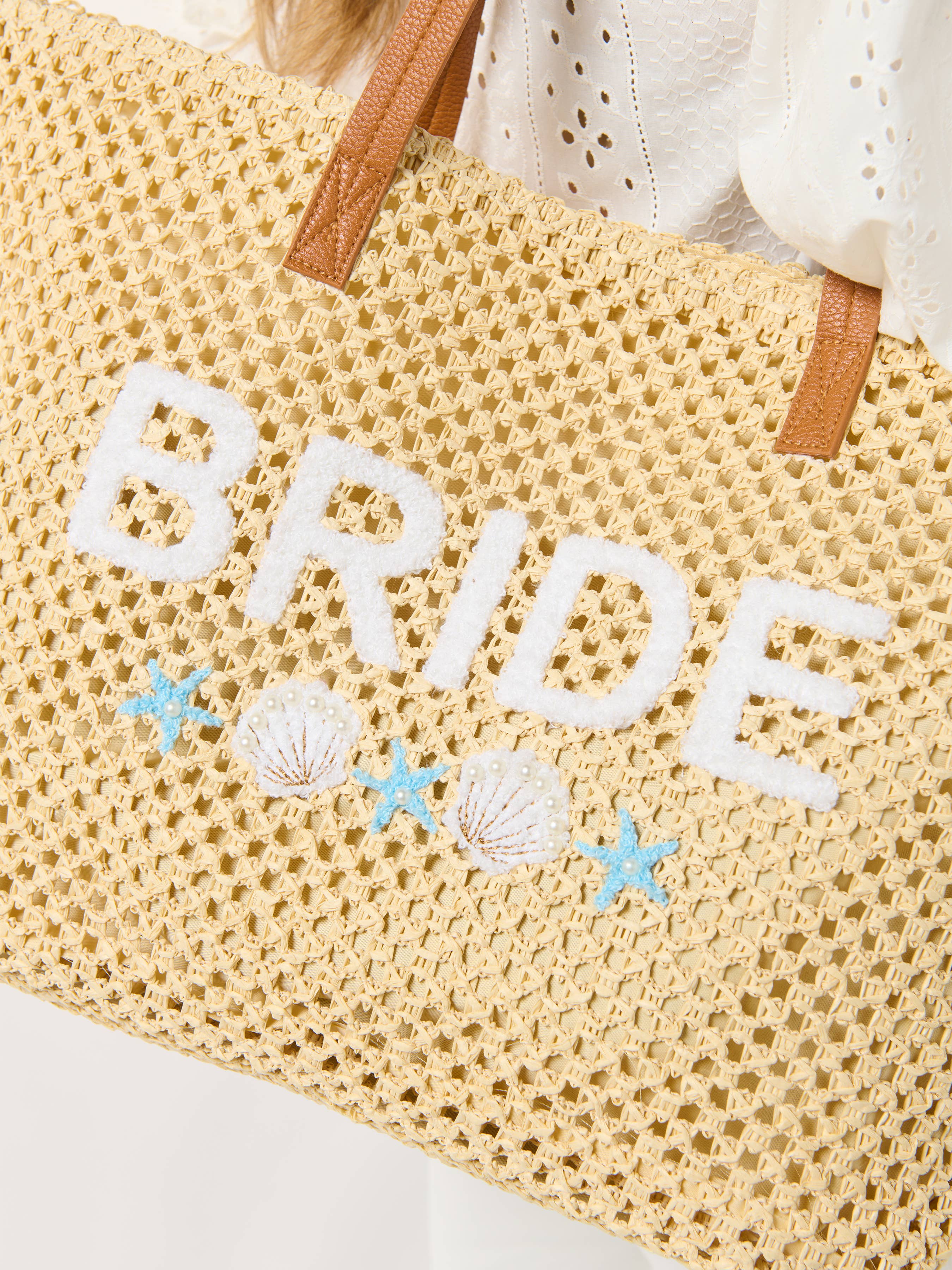 "BRIDE" SHELL TOTE,NATURAL