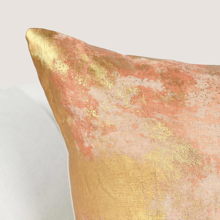 Radiant Oasis - 22" x 22" Onara Pillow - Burnt Orange / Gold