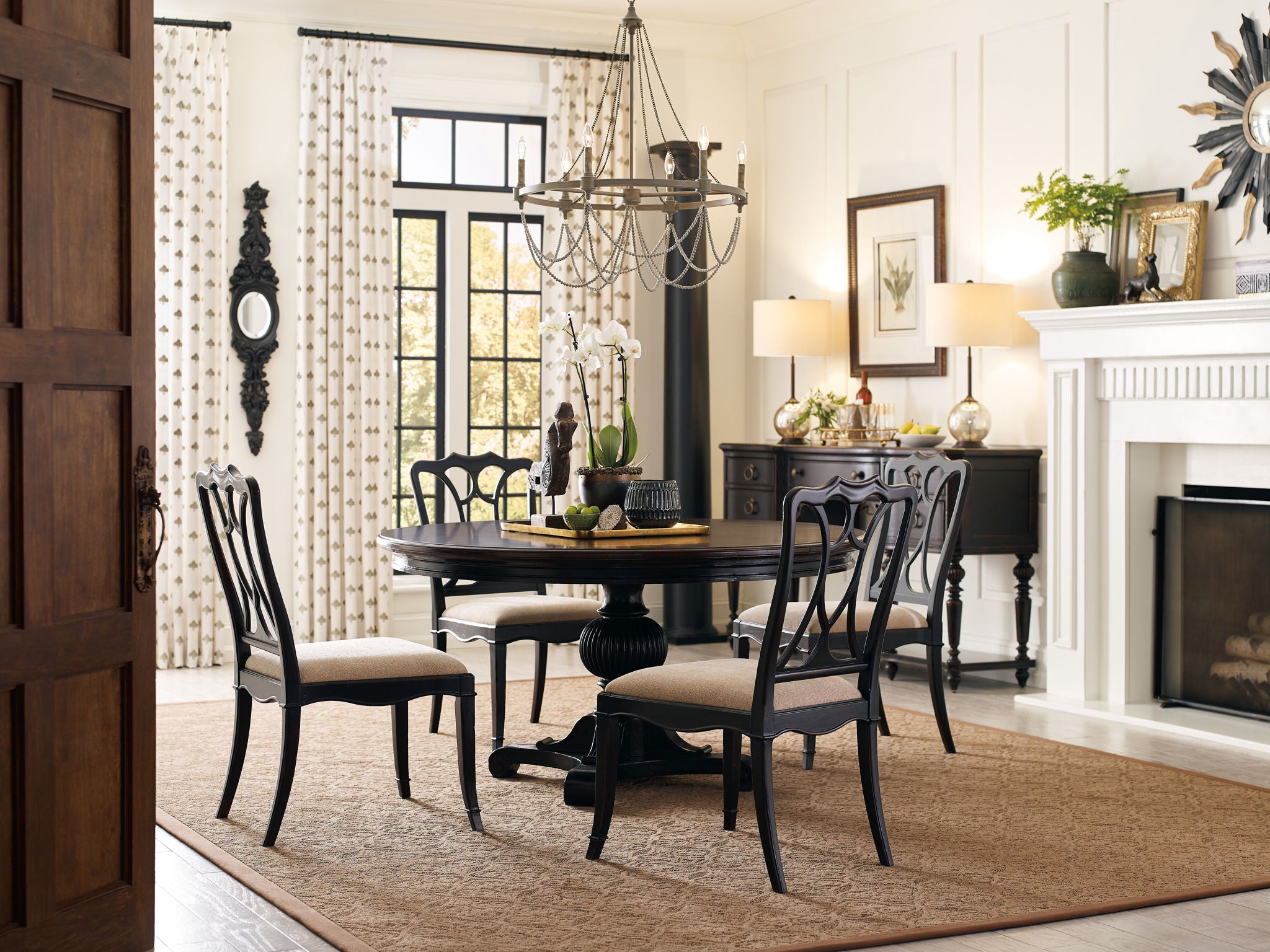 Charleston - Round Pedestal Dining Table With 1-20" leaf - Dark Brown