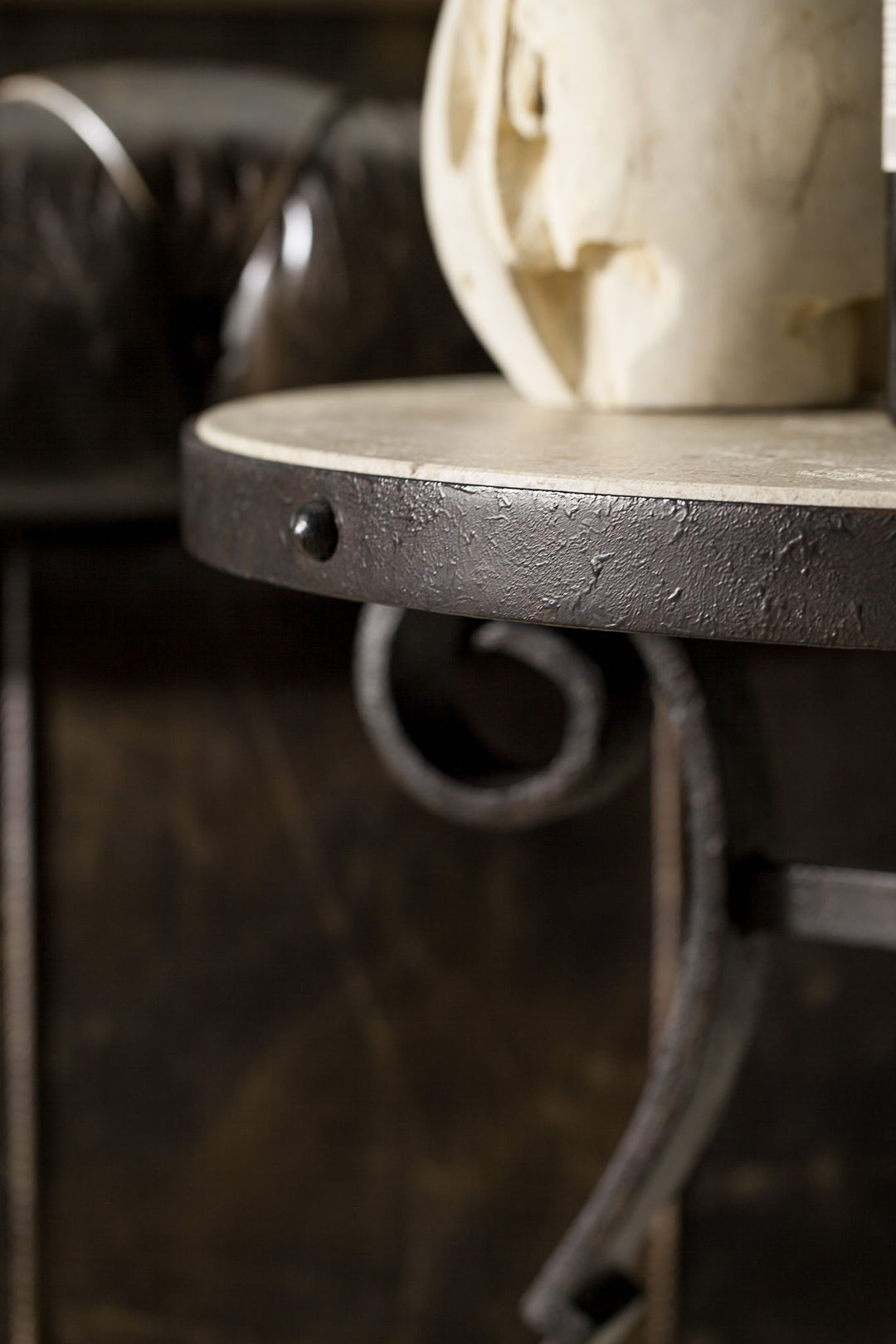 Hill Country - Luckenbach Metal And Stone End Table