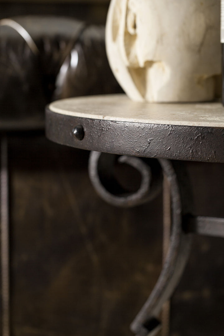 Hill Country - Luckenbach Metal And Stone End Table