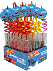 Hot Wheels Crazy Pop Straws w/shoe charm, 30ct