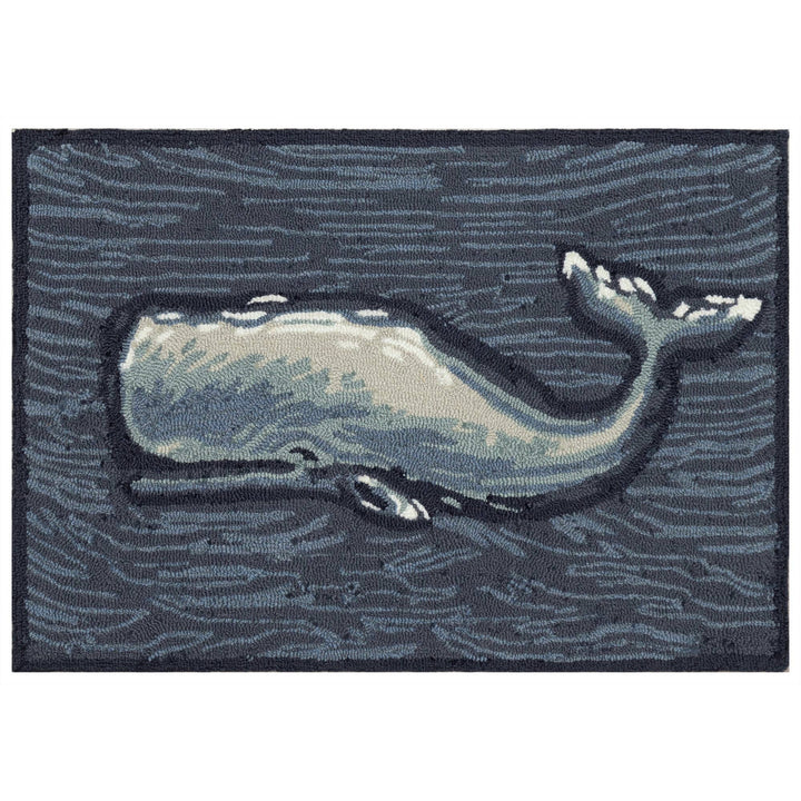 Frontporch Whale Indoor/Outdoor Mat Ocean: Ocean / Polyester; Acrylic / 2' x 3'