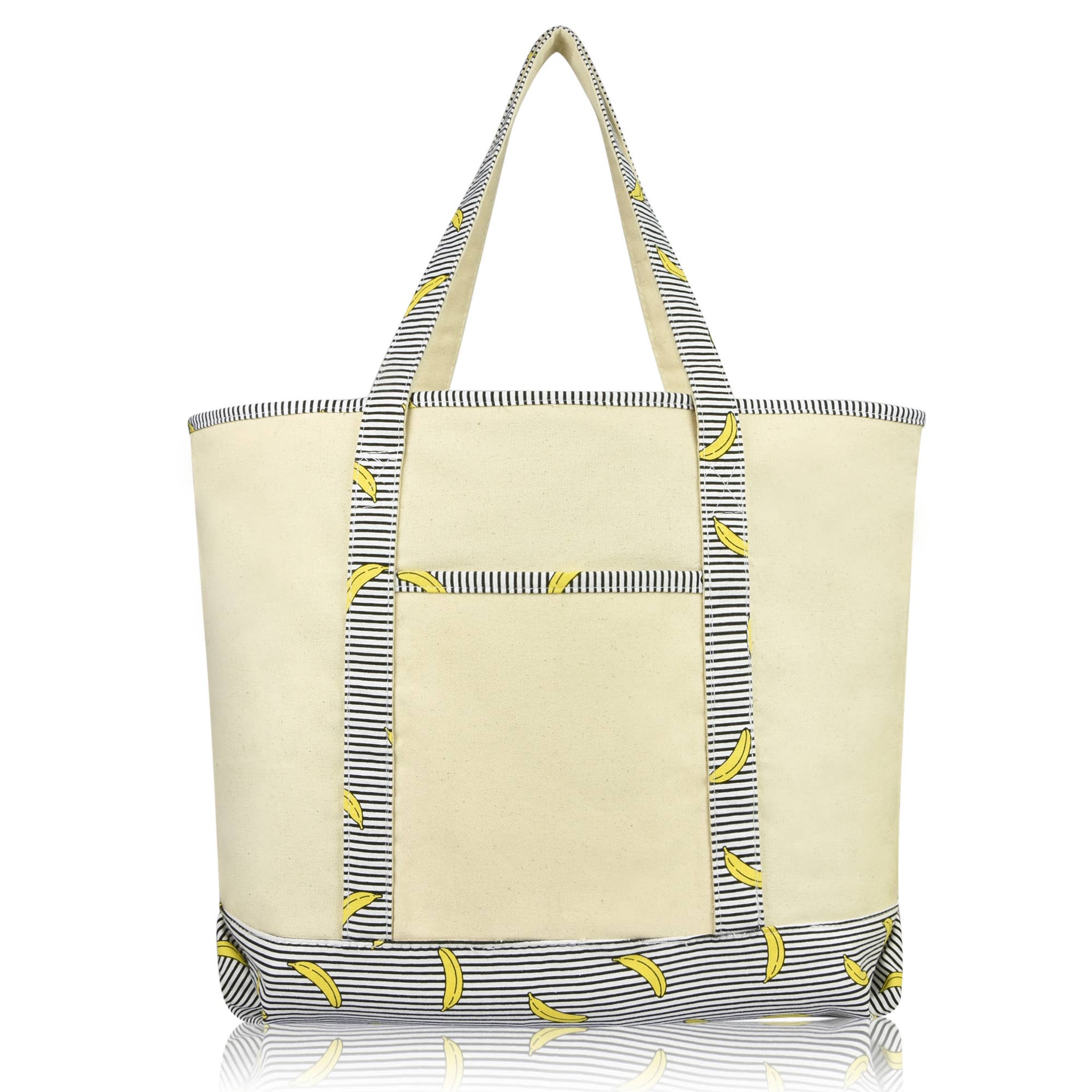 Dalix 22" Cotton Canvas Tote Bag (Zippered Top)