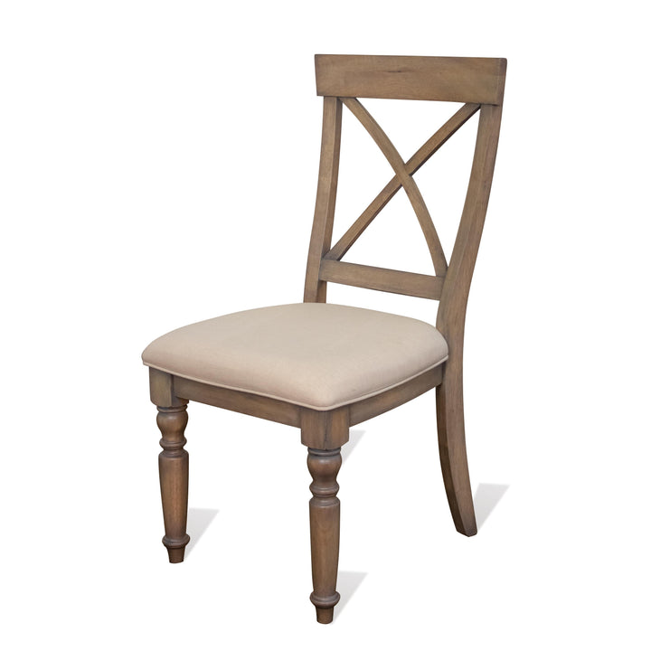 Aberdeen - X-Back Upholstered Side Chair (Set of 2) - Weathered Driftwood