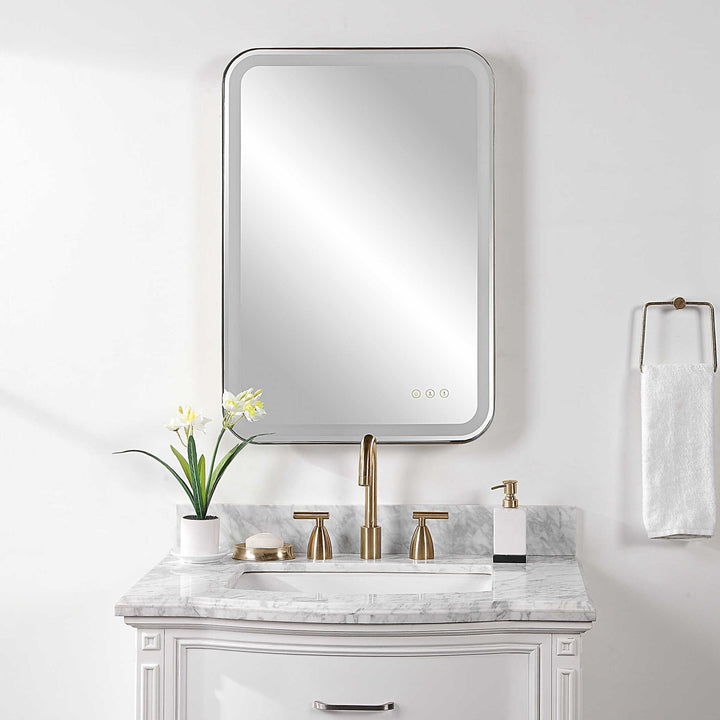 Crofton - Vanity Mirror - Black & Pearl Silver