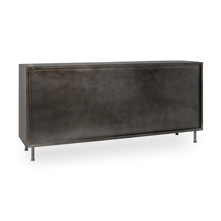 Komo - Leather/Metal 4 Doors Cabinet - Dark Brown