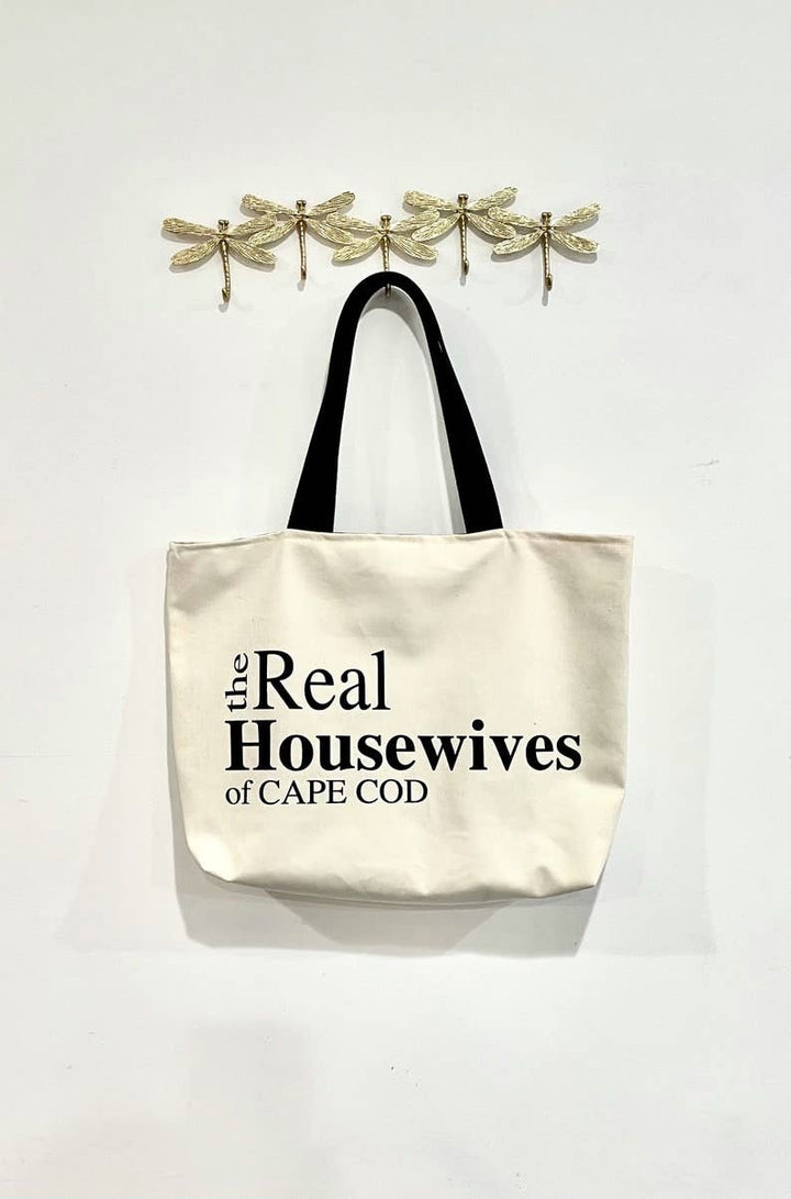 The real housewives of CAPE COD bag: Large / Natural with black handles