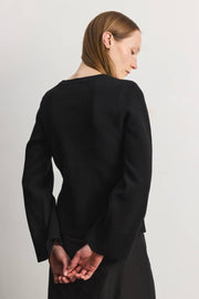 The Tyler Cardigan | Bell Sleeve Buttoned Cardigan: BLACK / MEDIUM