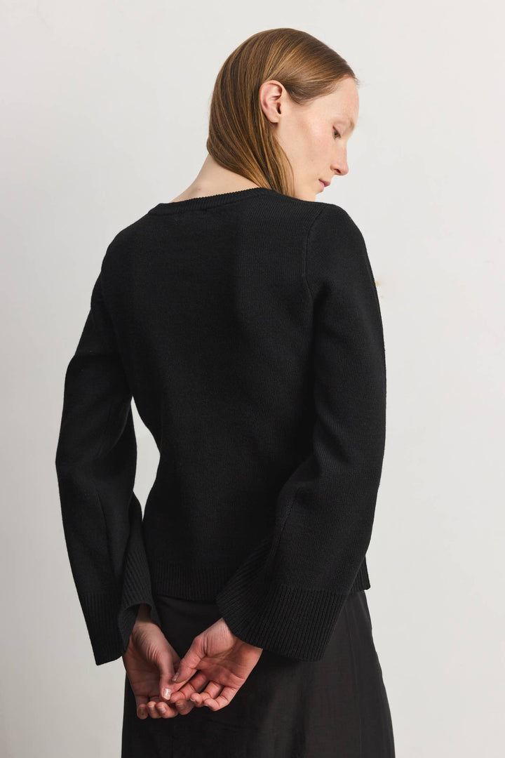 The Tyler Cardigan | Bell Sleeve Buttoned Cardigan: CHESTNUT BROWN / MEDIUM