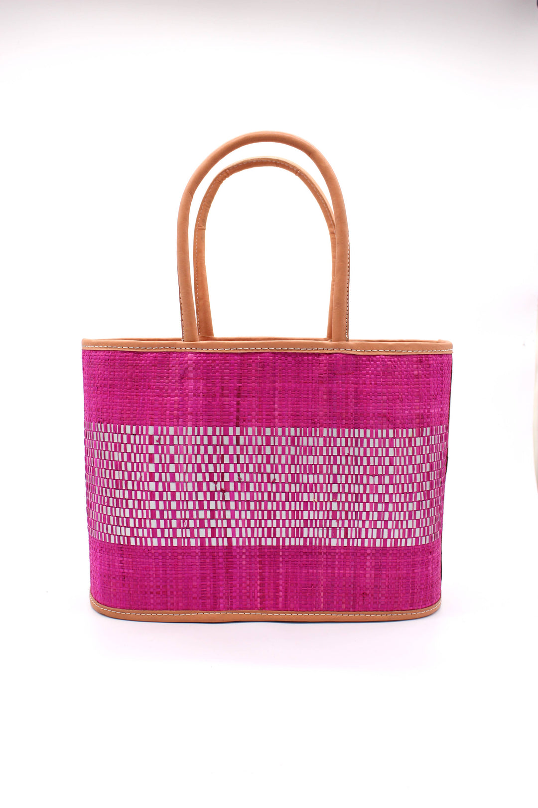 Wynwood Straw Tote Handbag with Metallic Detailing: Blue / Large