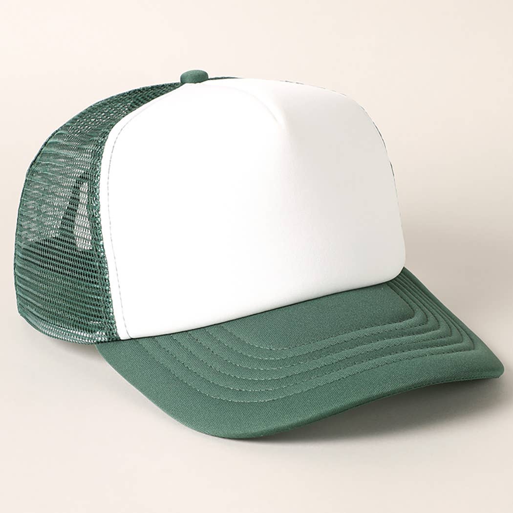 White Foam Front Colored Mesh Back Trucker Hat