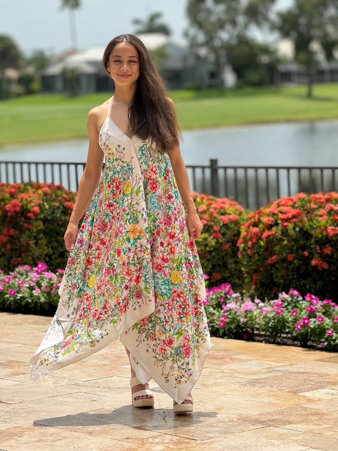 Silk Dress / Pink Bouquet