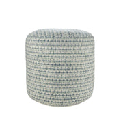 Interwoven Cylinder Multi-Color Indoor Outdoor Pouf: Blue/Green/White
