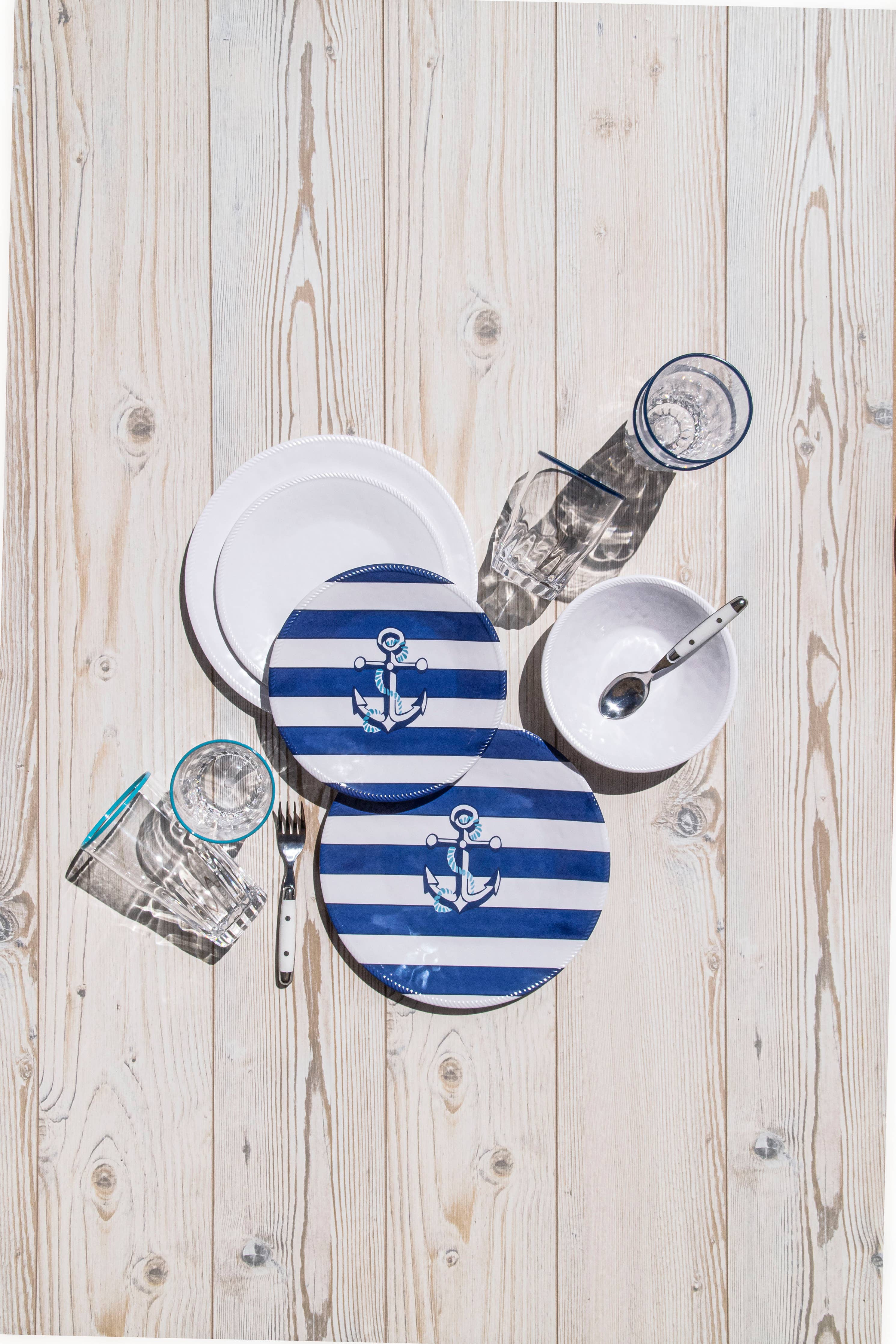 Nautical Anchor Dinnerware,100% Melamine,BPA free,Food Safe: Dinner Plate, 10.5"