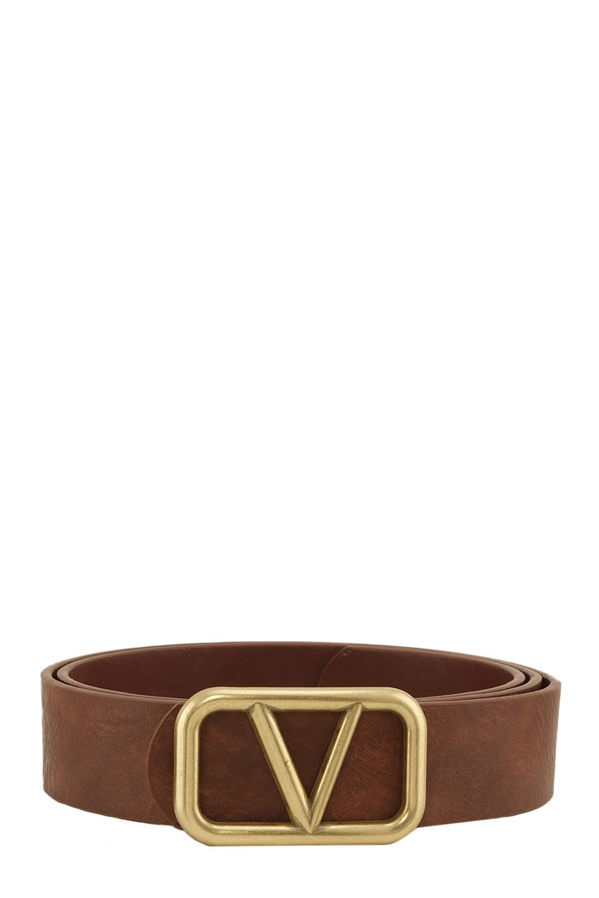 METAL V BUCKLE LEATHER BELT