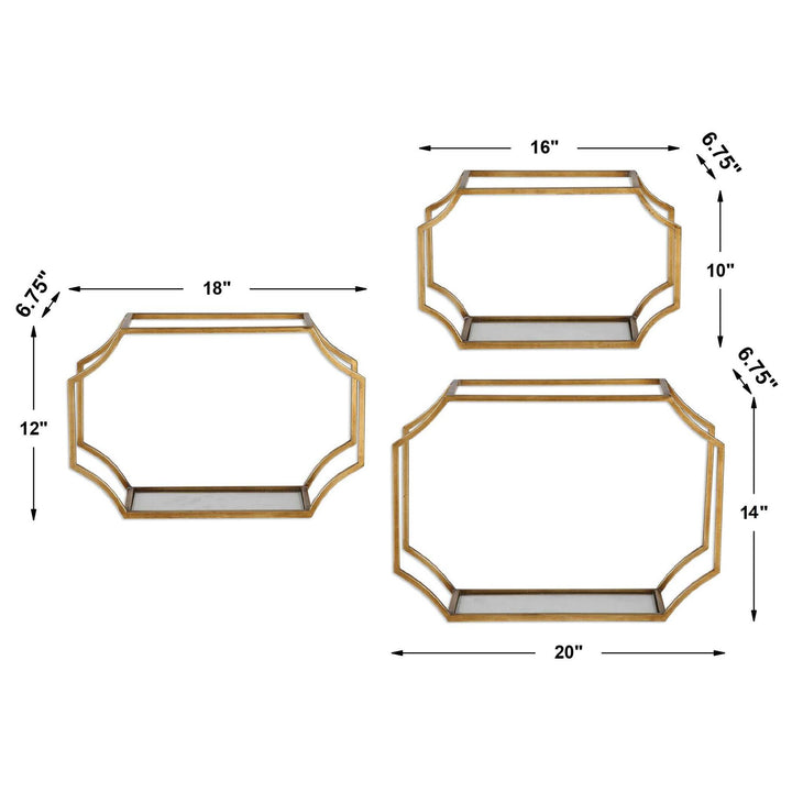 Lindee - Wall Shelves (Set of 3) - Gold