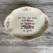 Upcycled Funny Plates, No Fucks Home ,Gift Shop, Tourist