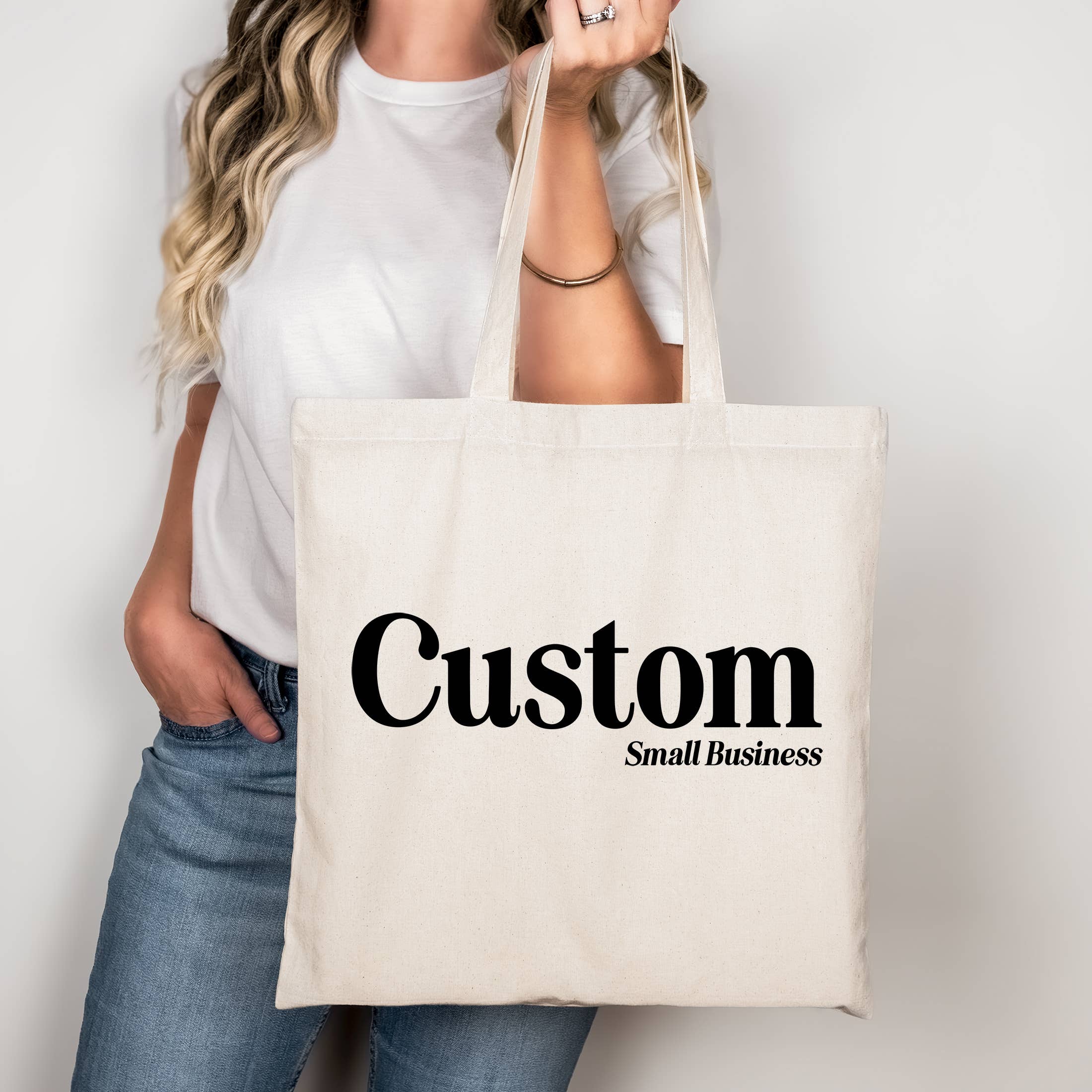 CUSTOM Small Business Cotton Tote Bag: Black