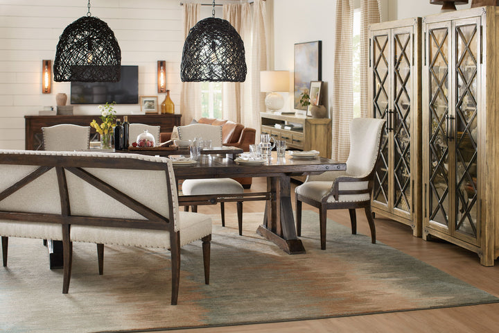 Roslyn County - Trestle Dining Table With Leaves - Dark Brown
