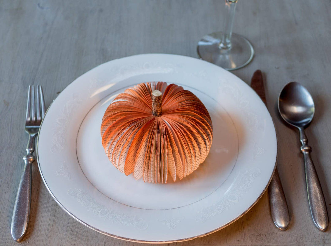 Book Pumpkin Rustic Orange Fall Decor Thanksgiving Halloween: Large
