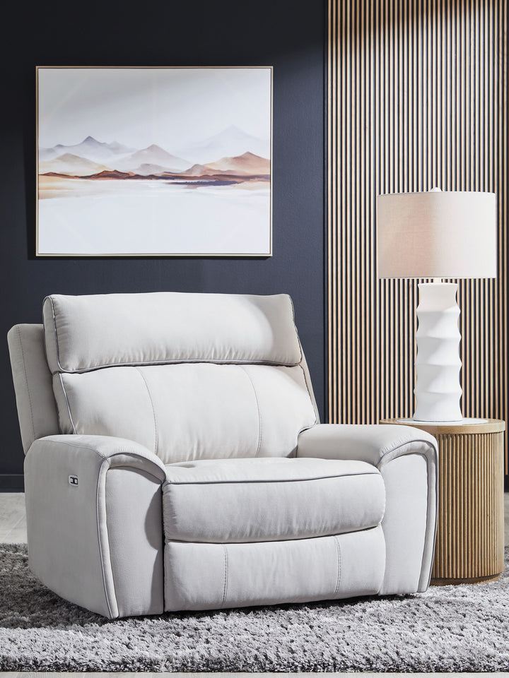 Social Pointe - Pearl / Ash - Power Recliner / Adjustable Headrest