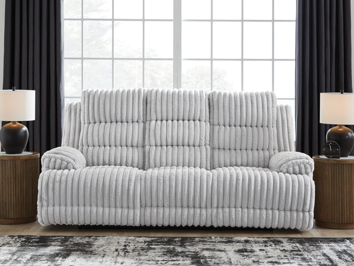 Rhines Falls - Alloy - Reclining Power Sofa With Drop Down Table