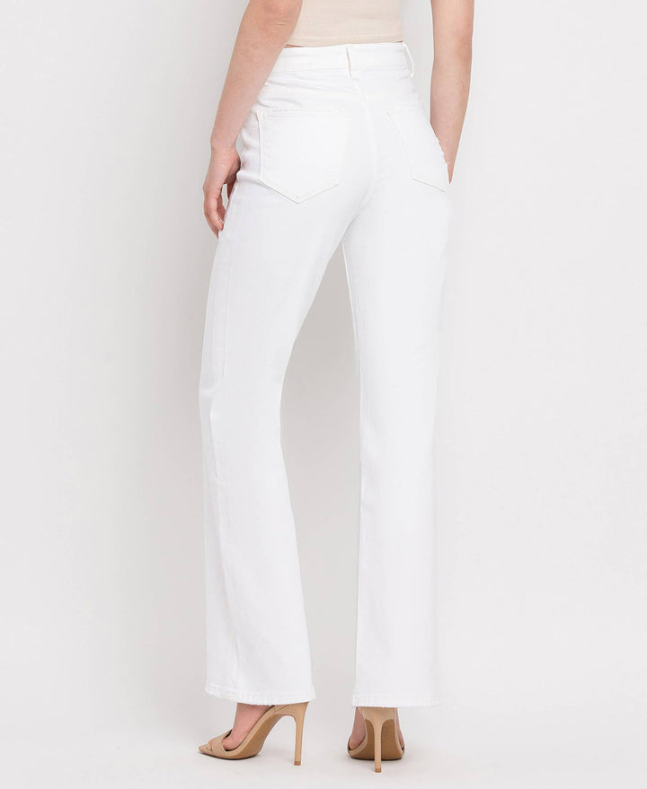 90'S VINTAGE TUMMY CONTROL SUPER HIGH FLARE JEANS V3212WH: OPTIC WHITE / 29