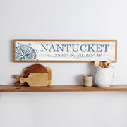 Personalized Your Word & Coordinates Compass Framed Barn Woo