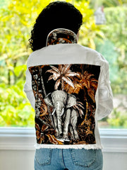 The White Denim Jacket / Tropical Elephant