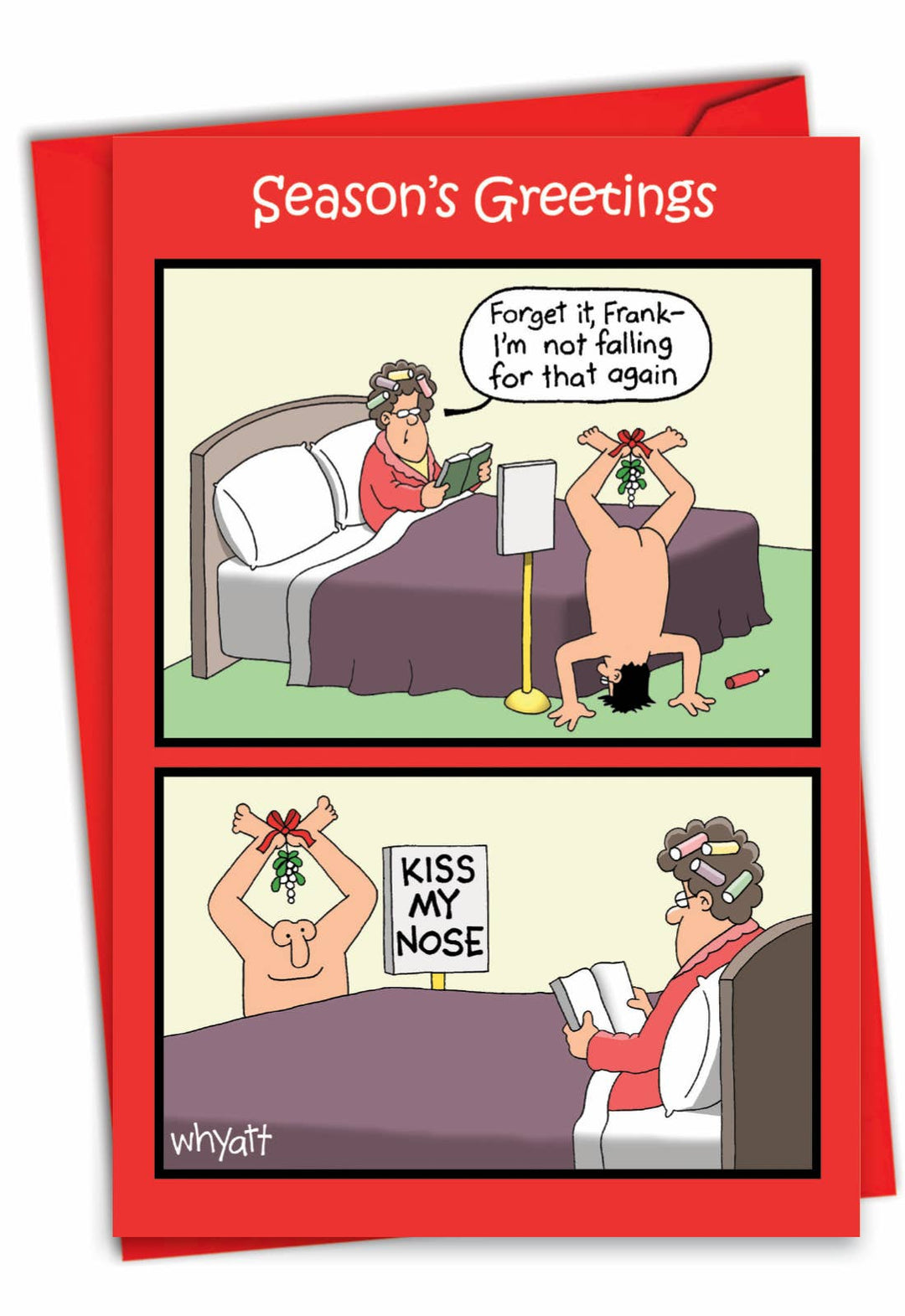 Single Christmas Card - Kiss Nose Mistletoe Christmas