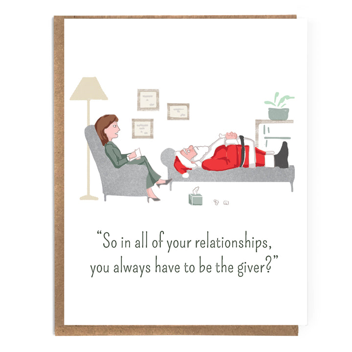 Santa in Therapy; Funny Christmas Card; Card for Therapists;