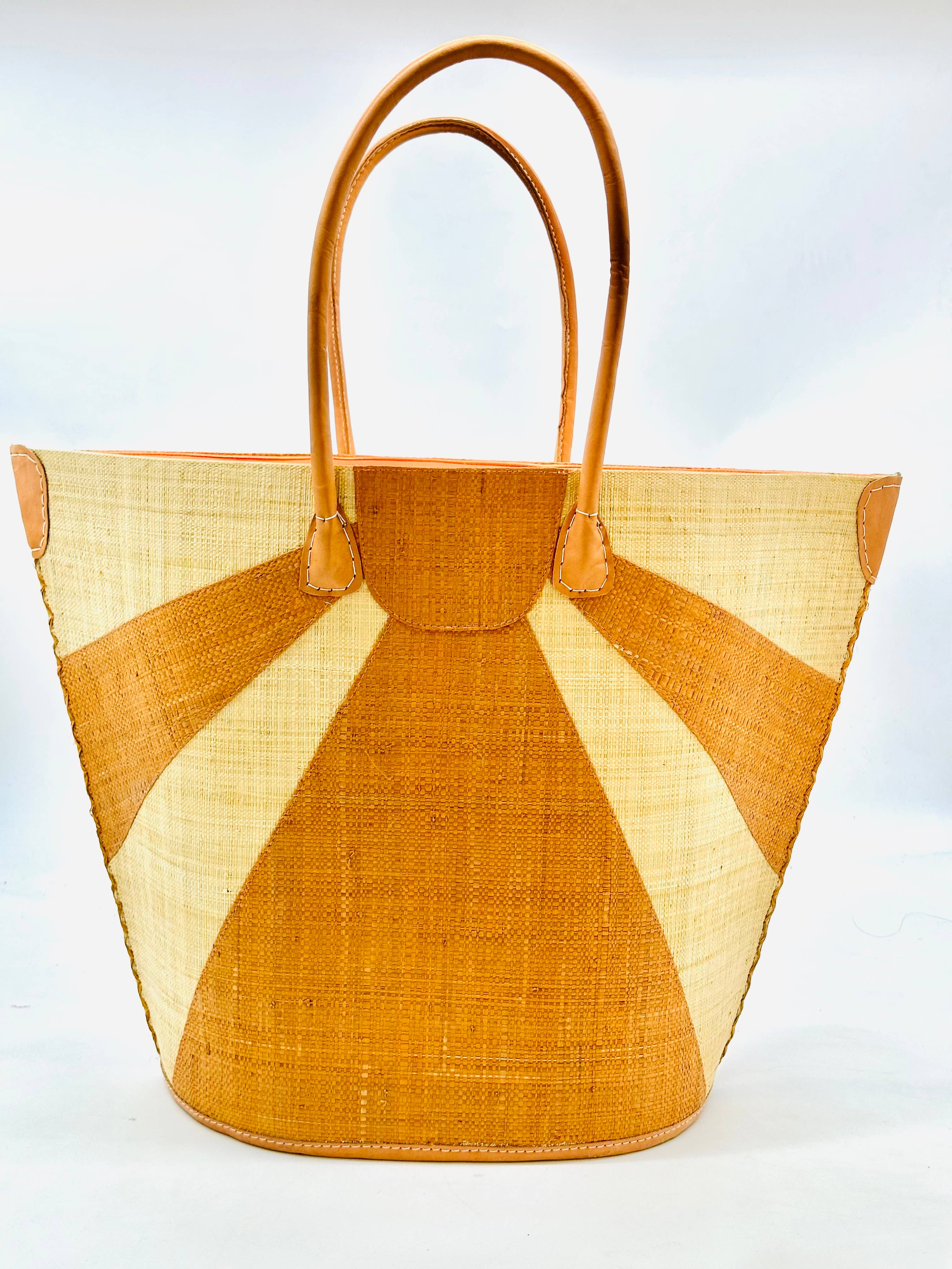 Sunburst Large Straw Tote Bag: Blush