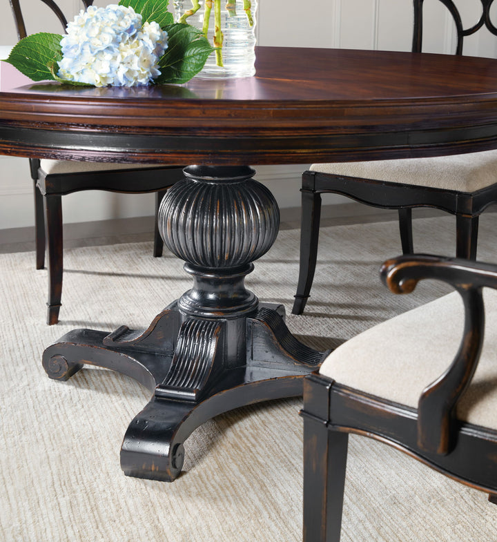 Charleston - Round Pedestal Dining Table With 1-20in leaf - Dark Brown