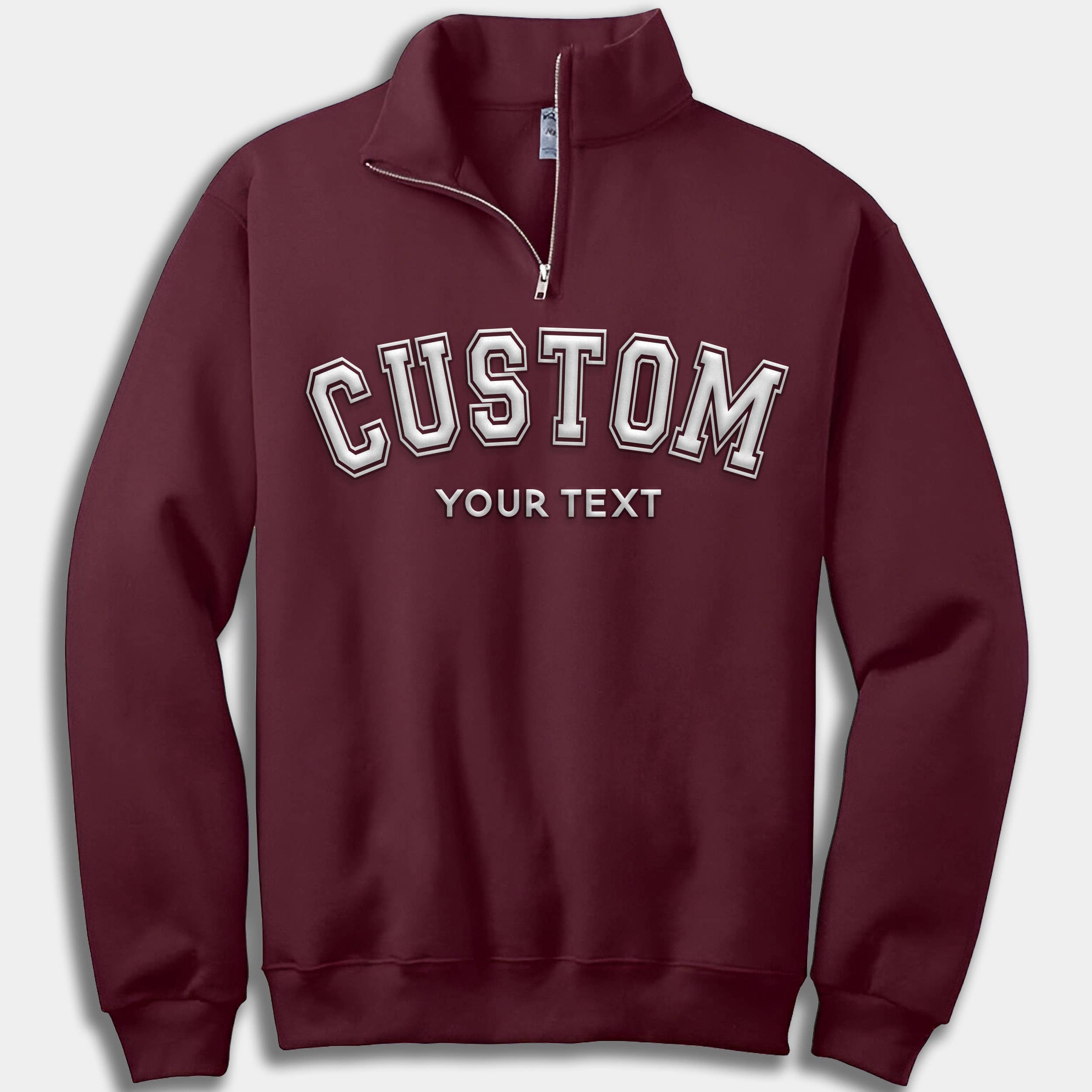 CUSTOM Unisex Puff Print Quarter Zip Sweatshirt: Black / XL