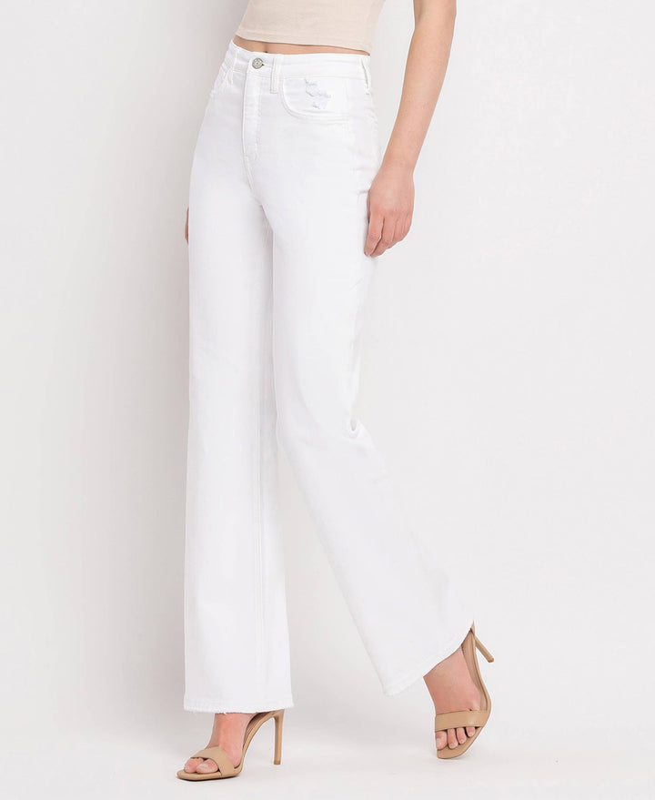 90'S VINTAGE TUMMY CONTROL SUPER HIGH FLARE JEANS V3212WH: OPTIC WHITE / 25