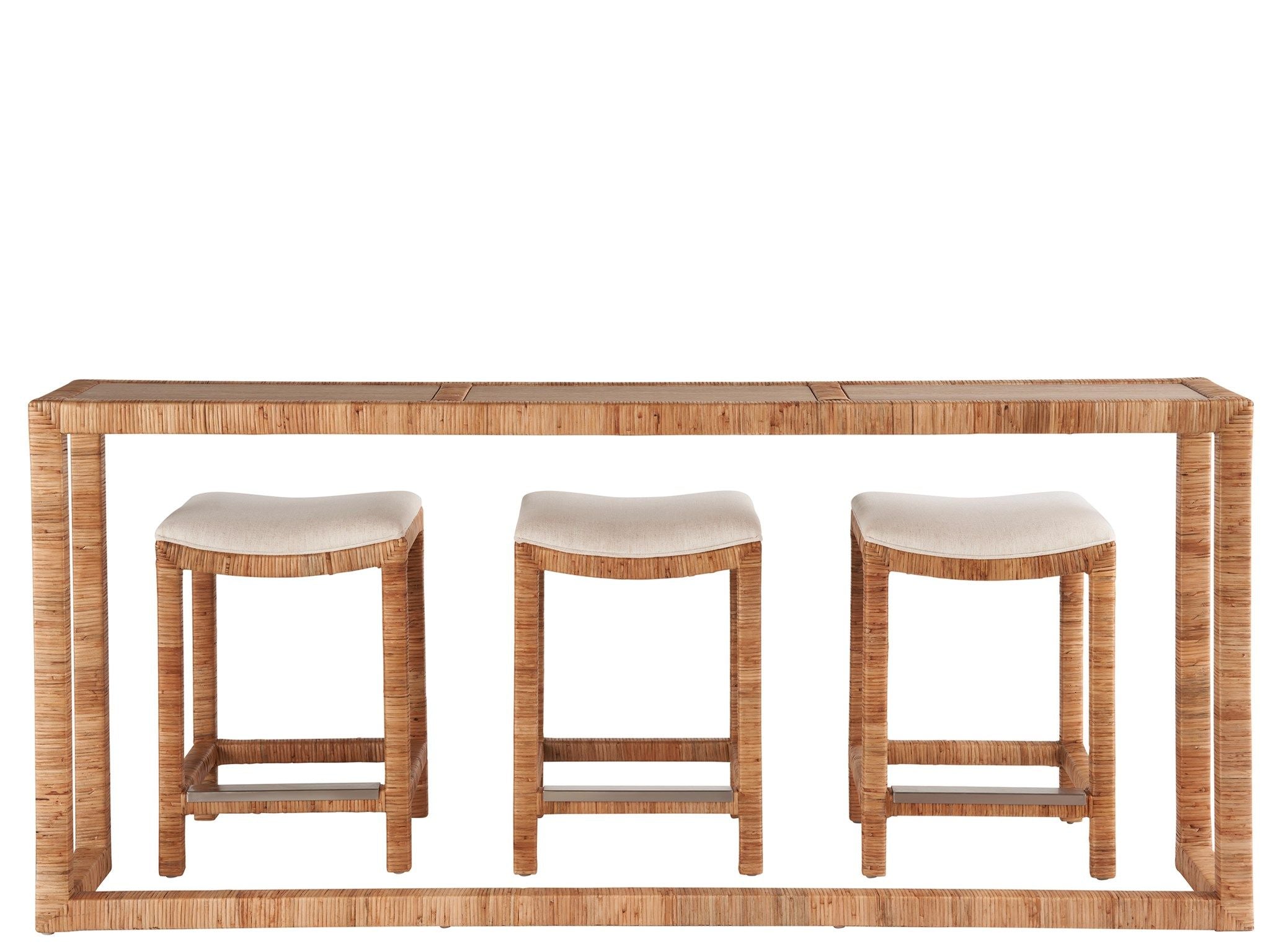 Weekender Coastal Living Home / Sandbar - Console With 3 Stools - Light Brown