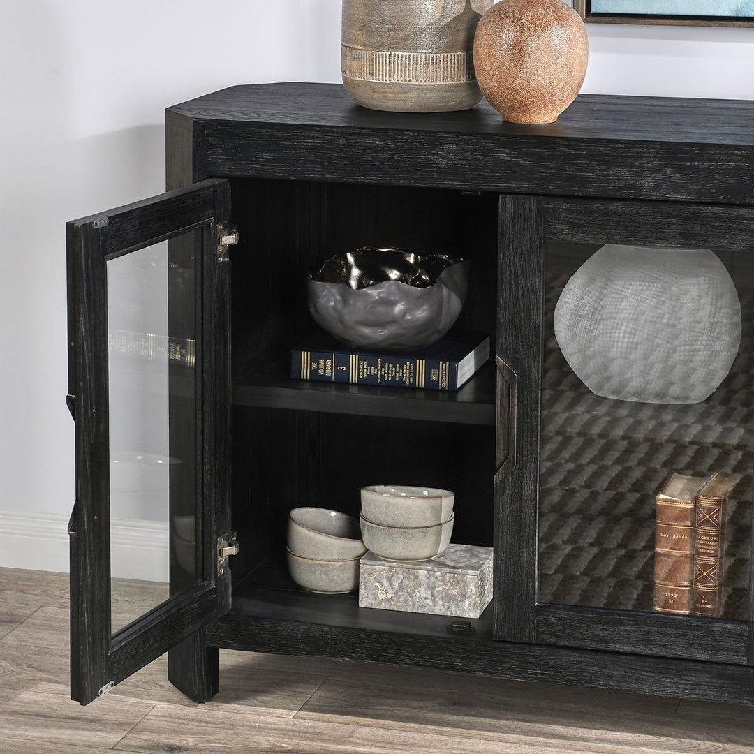 Macarthur - Reclaimed Oak 4 Door Cabinet - Antique Black