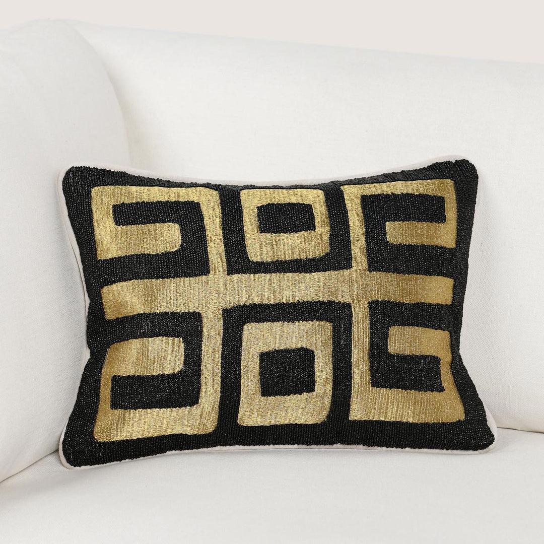 Radiant Oasis - 12" x 16" Dala Pillow - Black / Gold