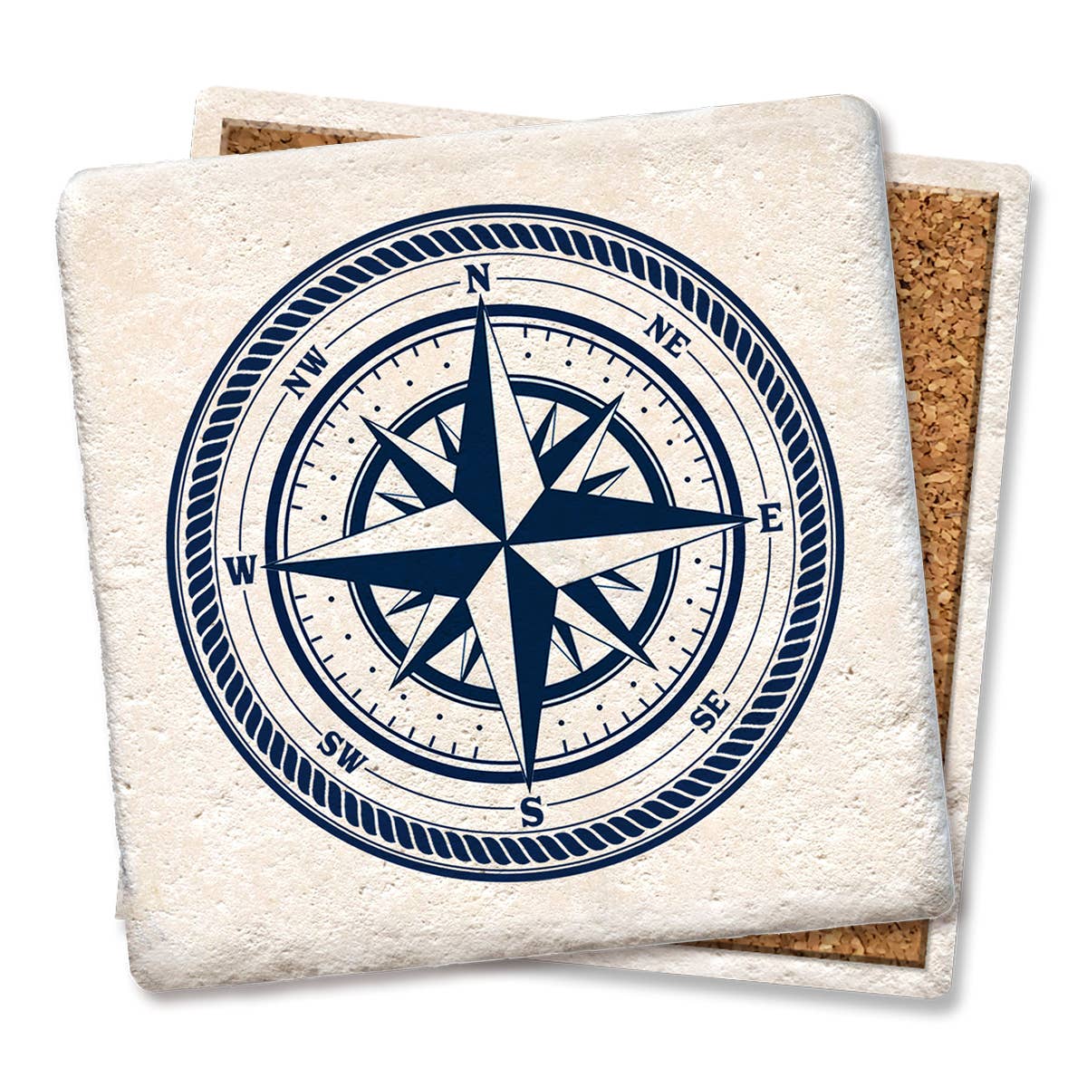 Coaster Nautical Compass: Limestone
