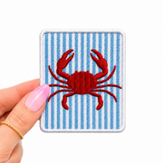 Blue Striped Crab Summer Embroidery Patch