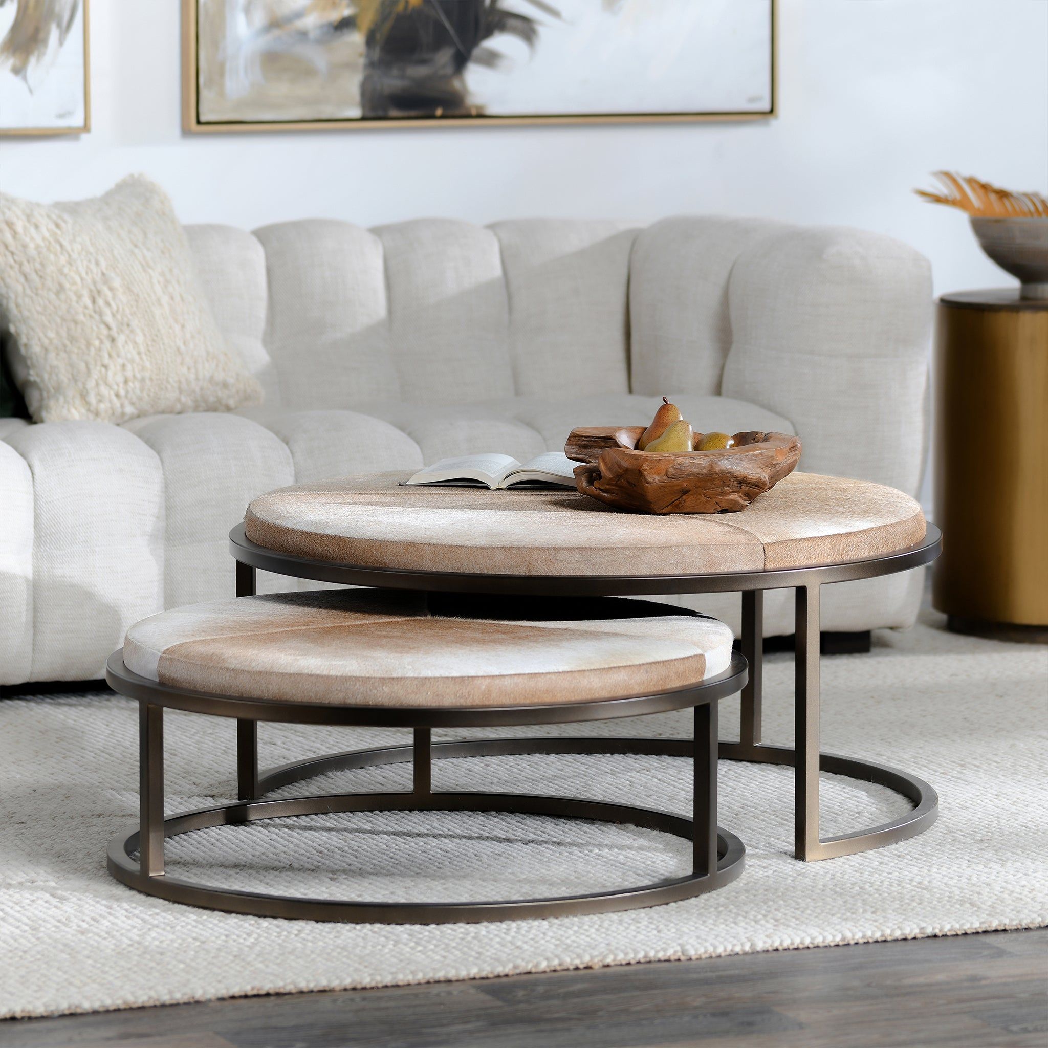 Hayword - Hide Nesting Coffee Tables - Canyon Sand