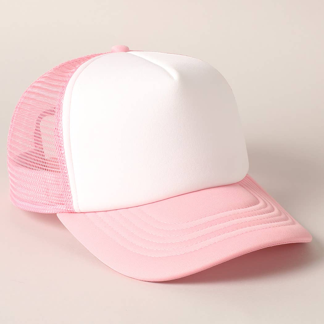 White Foam Front Colored Mesh Back Trucker Hat