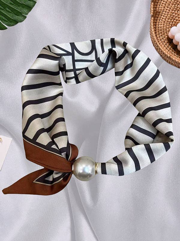Printed Split-Joint Striped Shawl&Scarf: BROWN / One_size