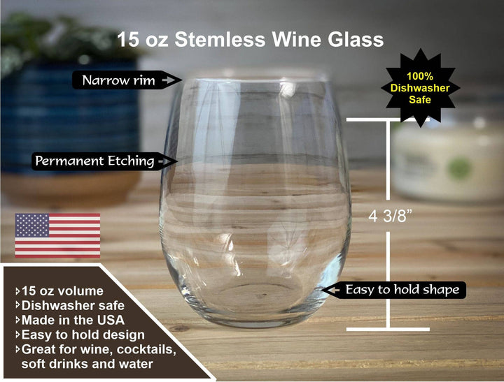 Cape Cod - 15 oz Stemless Wine Glass